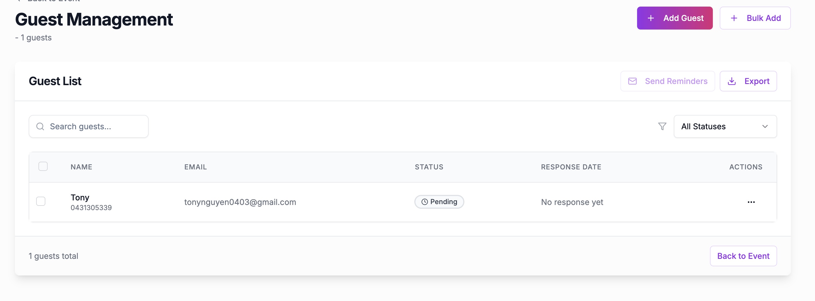 Manage RSVPs